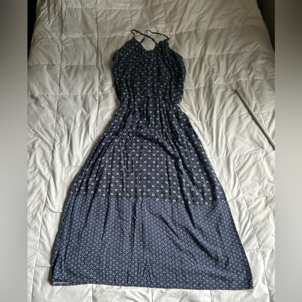 LG Navy Blue Floral Maxi Dress